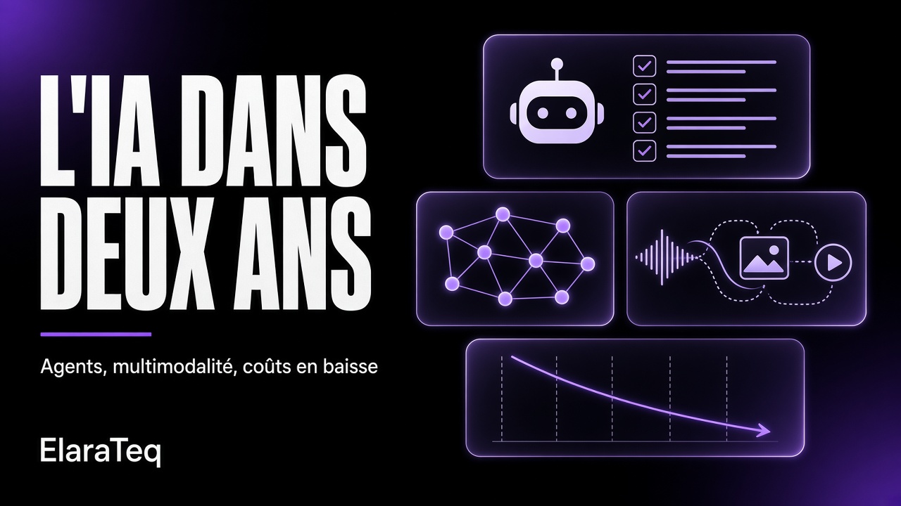 Panneaux de verre avec icônes d'agent, voix, image, vidéo et pièce sur fond noir et violet