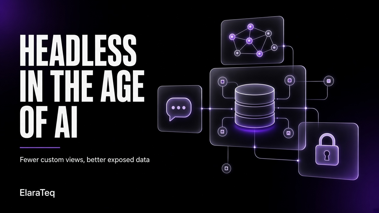 Glass panels with API, database, chat and padlock icons on a black and violet background